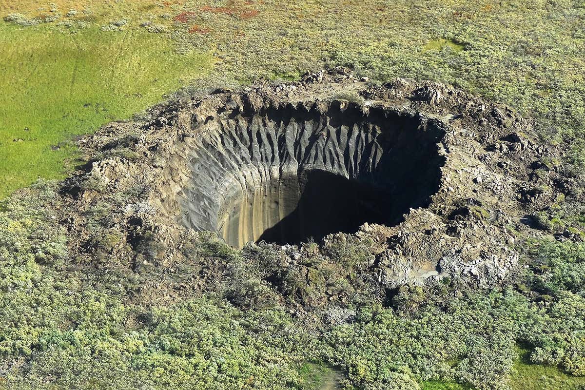 A crater on the Yamal Peninsula, northern Siberia